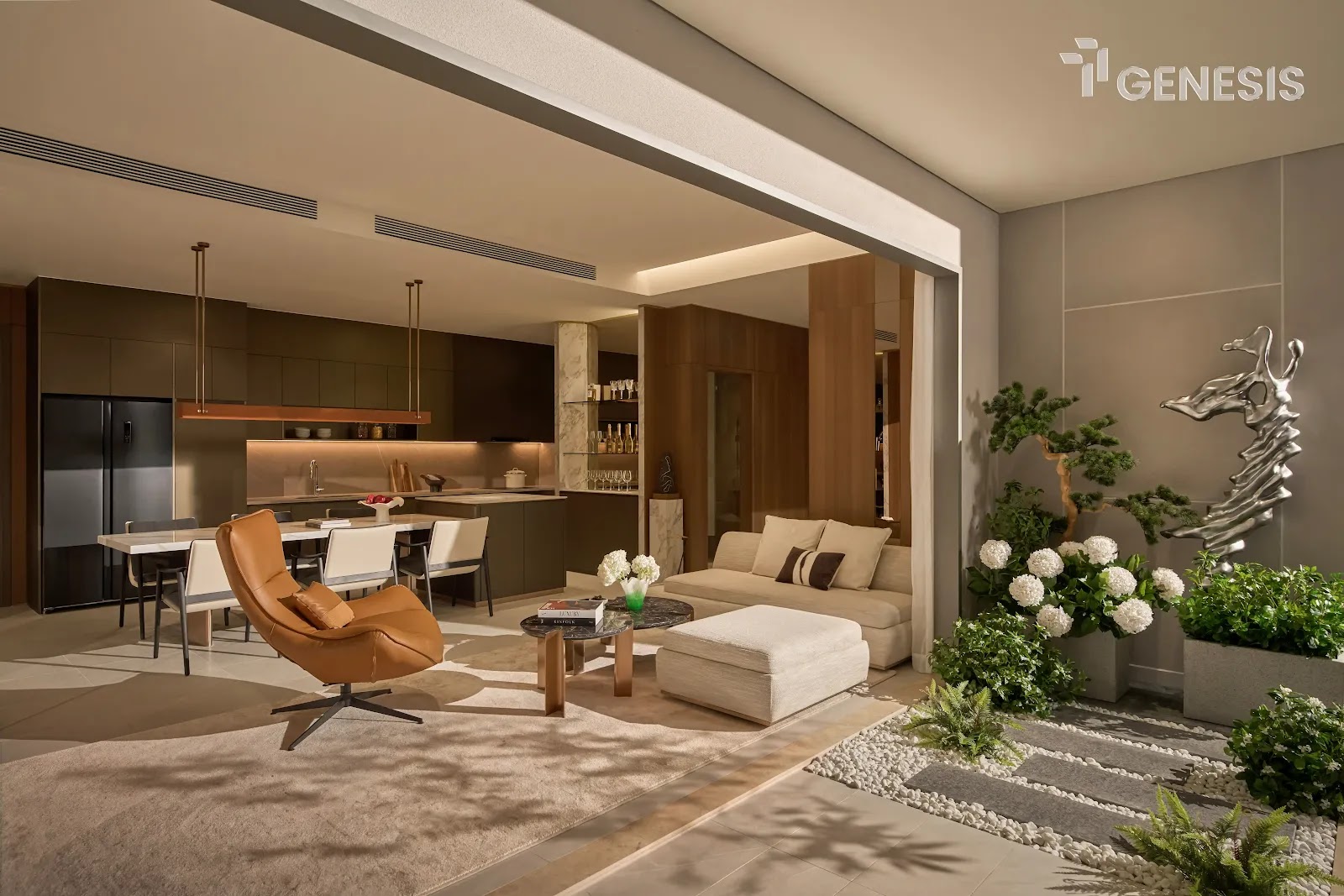 Phòng ngủ Master ấm cúng đón trọn ánh sáng tự nhiên tại căn hộ mẫu TT Genesis