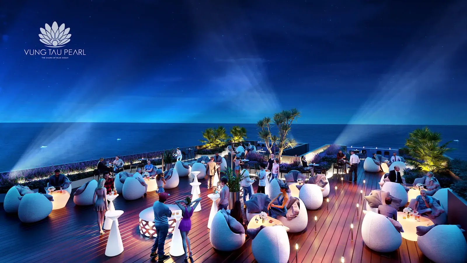 Phối cảnh Skybar Vung Tau Sky360 sân thượng tầng 33 dự án Vũng Tàu Pearl