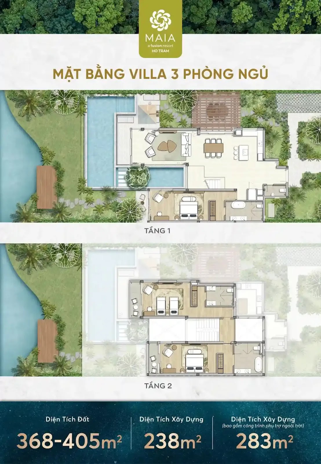 Villa Seaforest Maia Resort 3BR | Thoả mãn chuẩn sống Wellness 1 cedc6d9c layout villa maia 3br