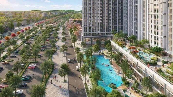 Căn hộ Beacon Tower 2PN góc |  View phố và hồ bơi nội khu